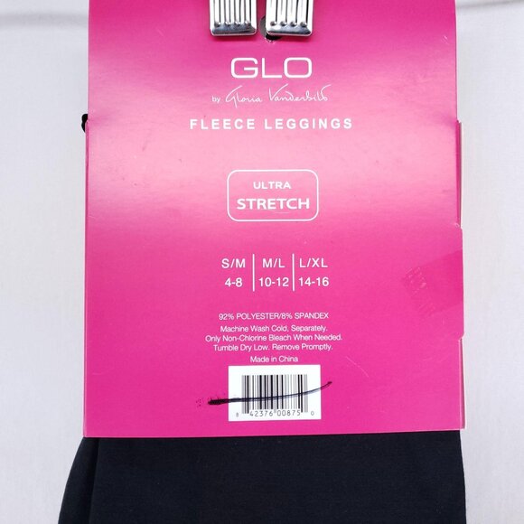 Glo Fleece Leggings Size M/L (10-12) Black Ultra Stretch By Gloria Vanderbilt - Picture 4 of 6
